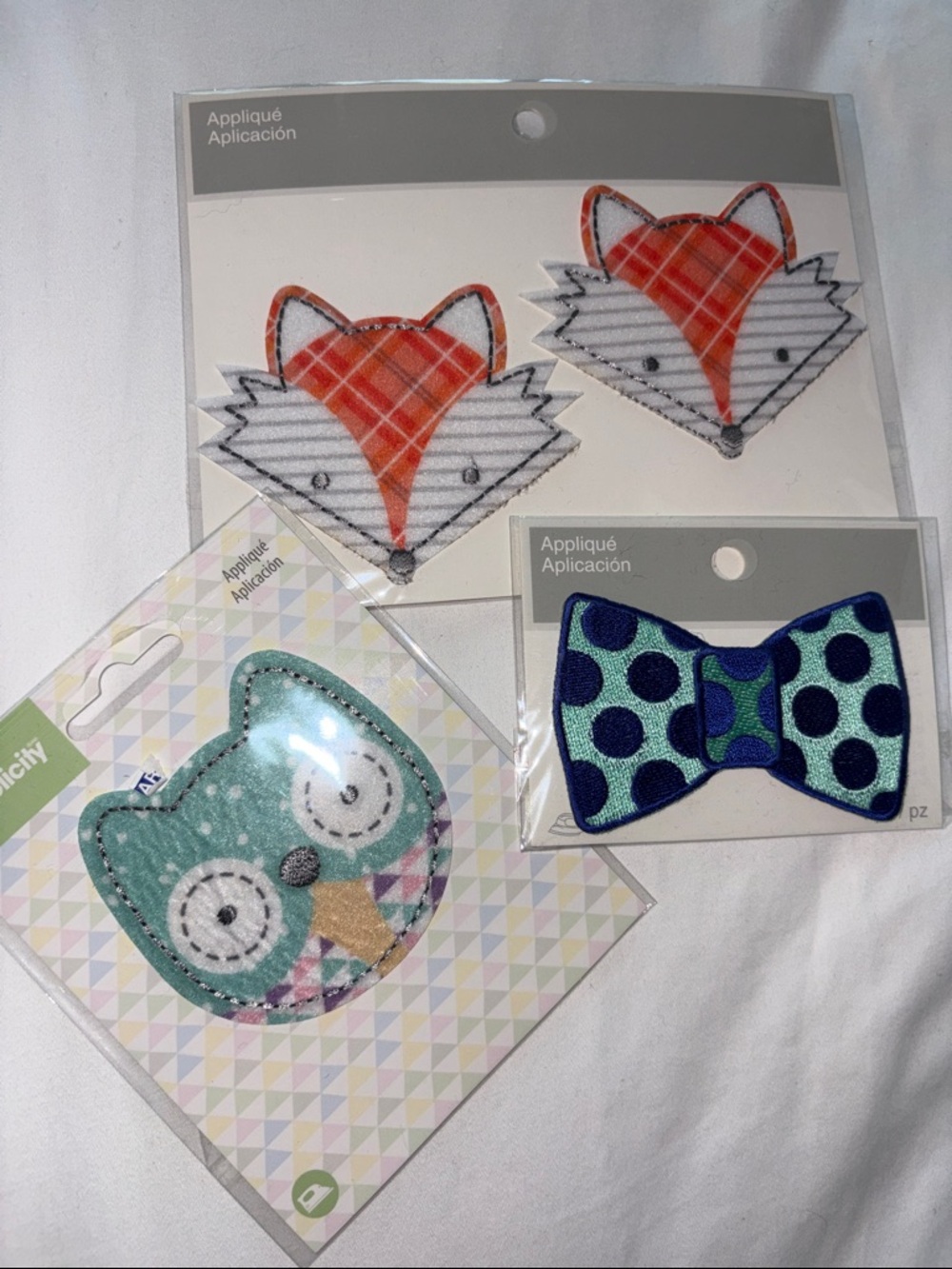 Assorted Kids Appliqué Pack - Fox, Owl & Bow -  Iron On Patches